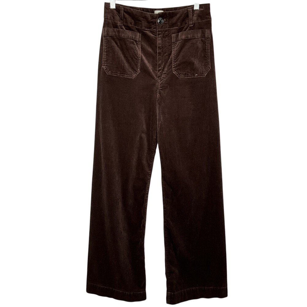 Maeve Anthropologie The Colette Full Length Wide Leg Corduroy Pants Brown Size 6